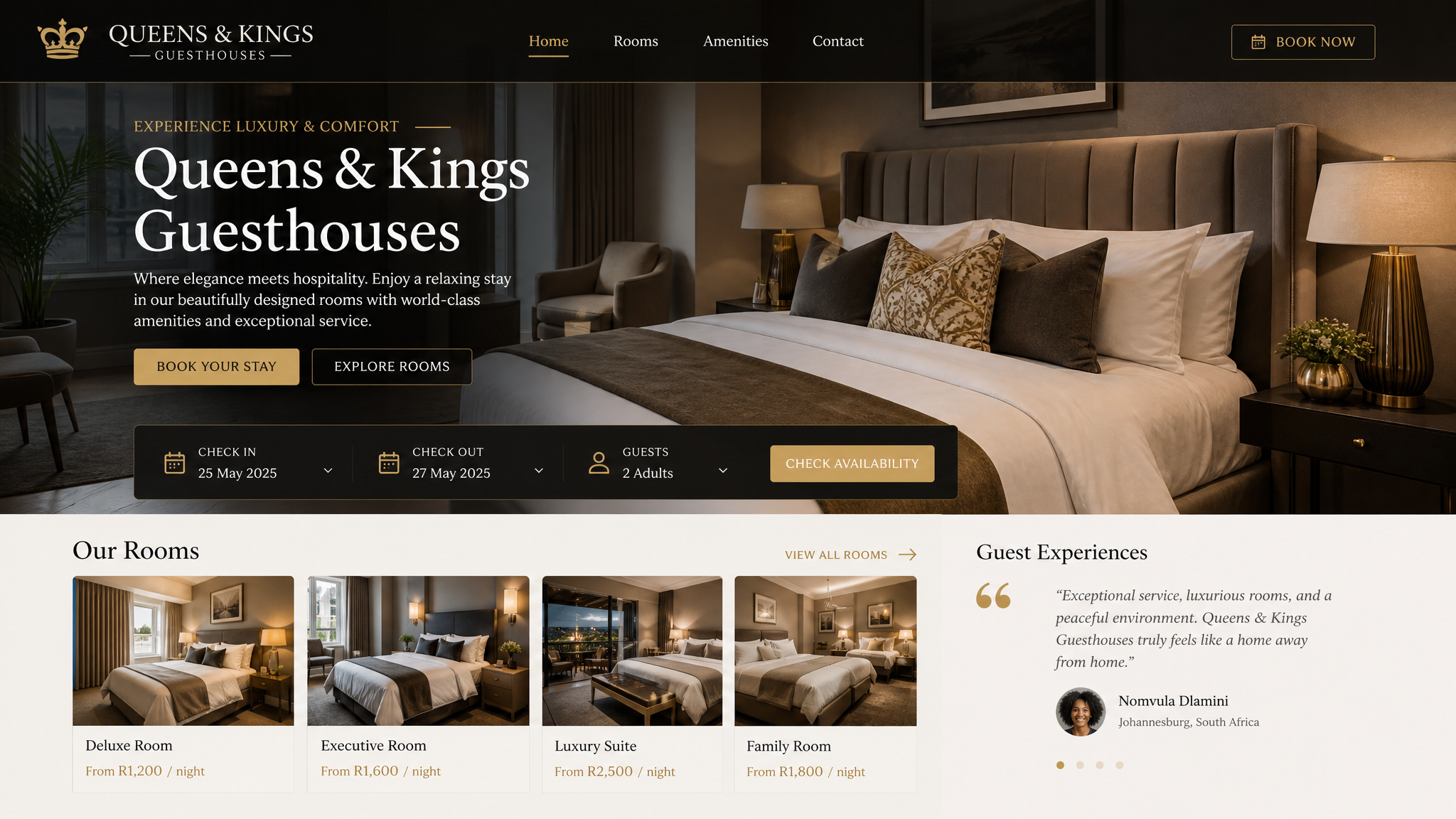 Queens & Kings Guesthouses website