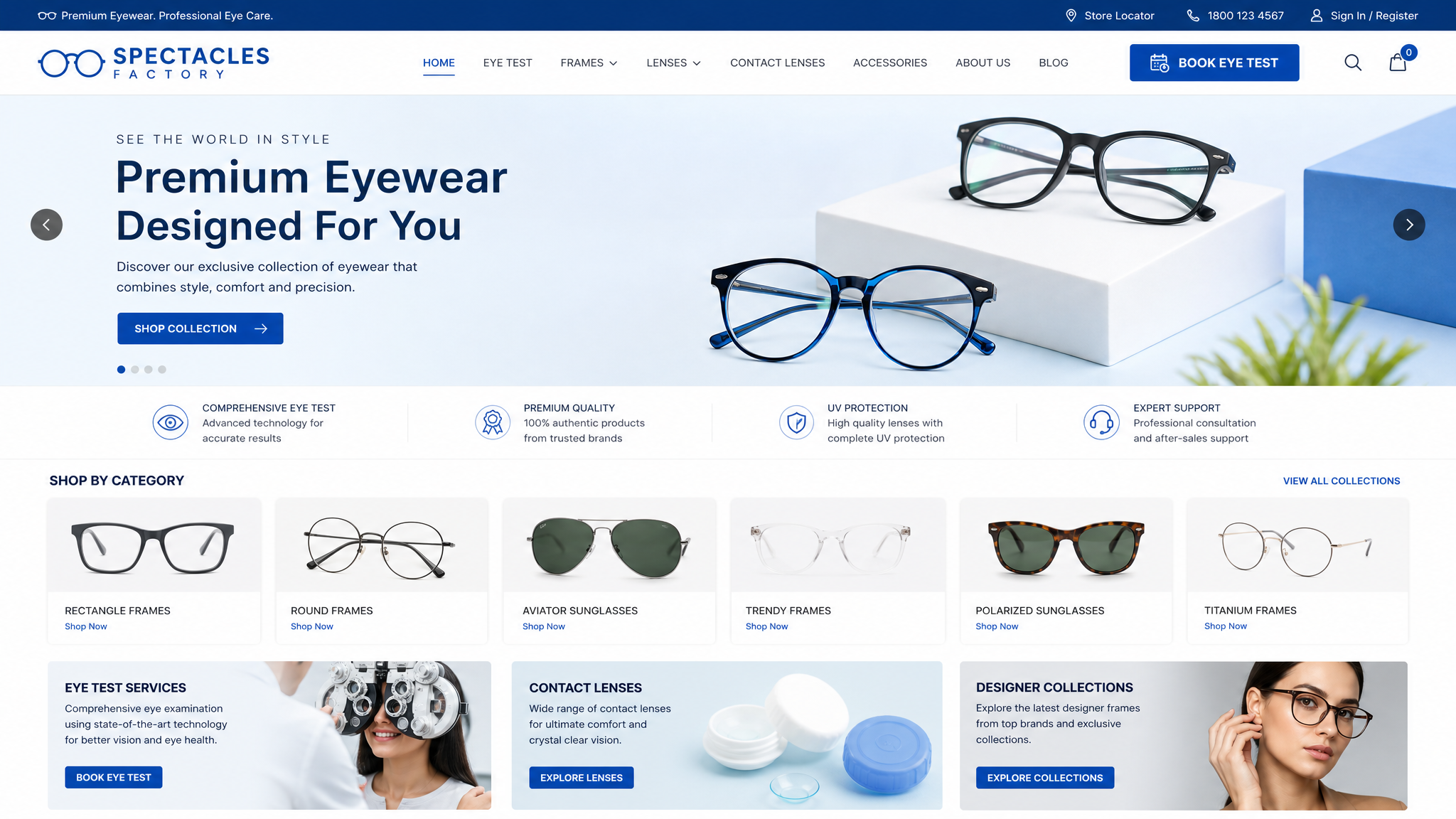 Spectacles Factory website
