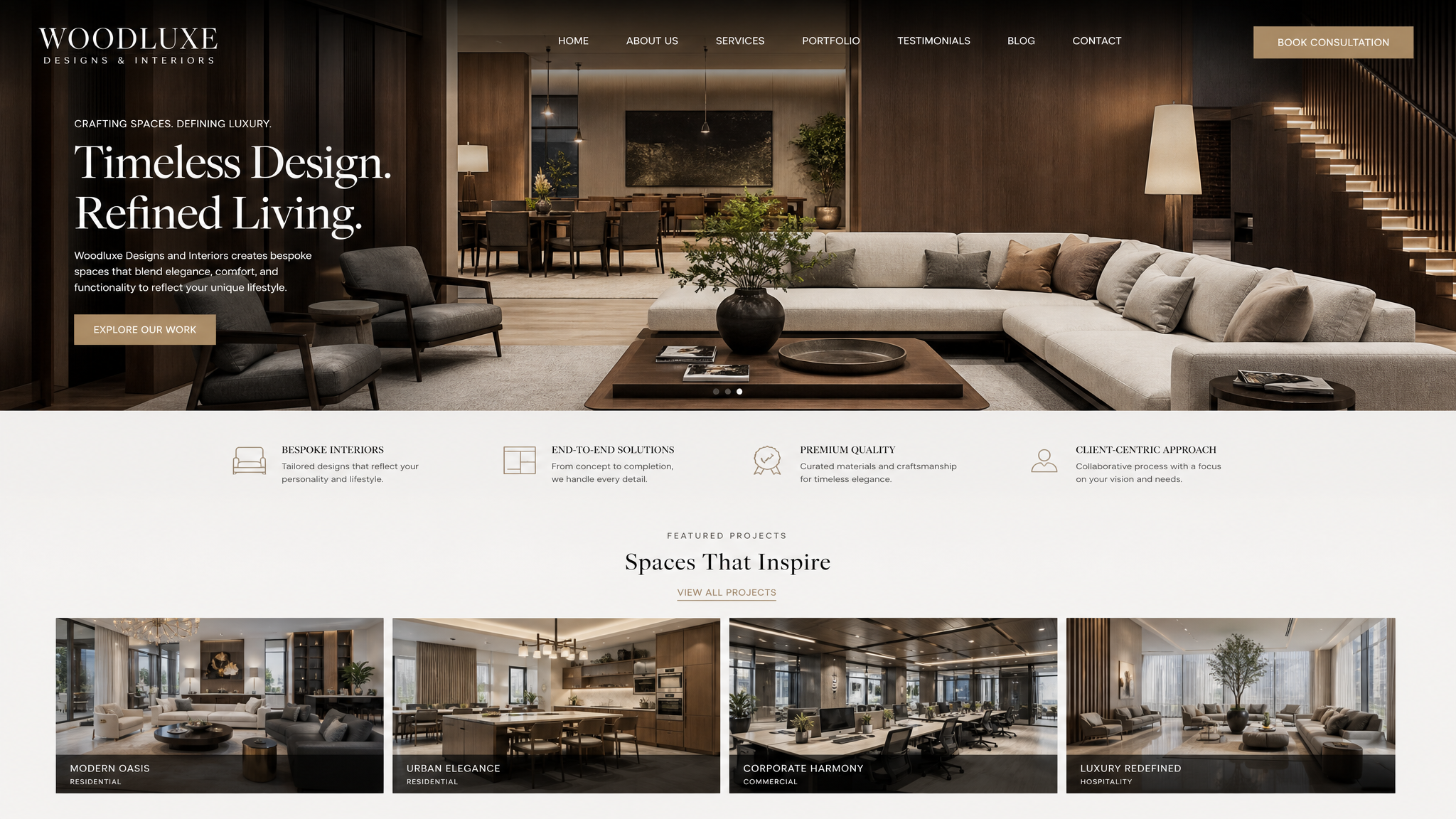 Woodluxe Designs & Interiors website
